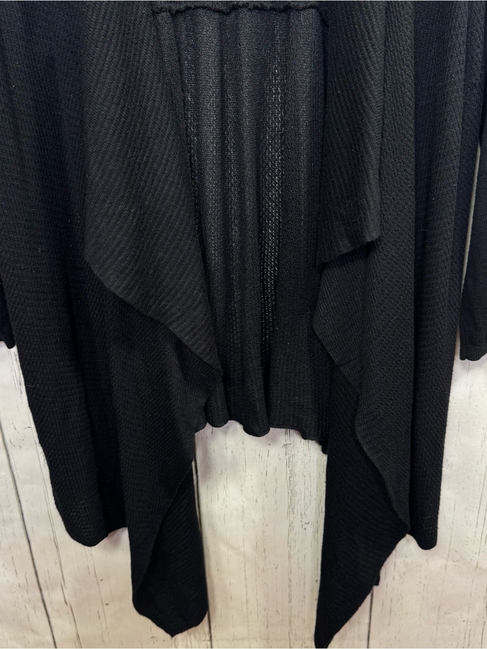Torrid Black Open Front Waterfall Cardigan Size 4X Drape Lagenlook Boho Knit - Picture 7 of 10